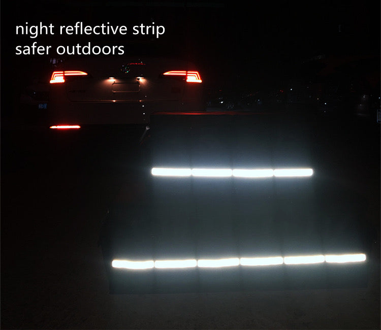 A white strip of light from car trunk storage organizer box