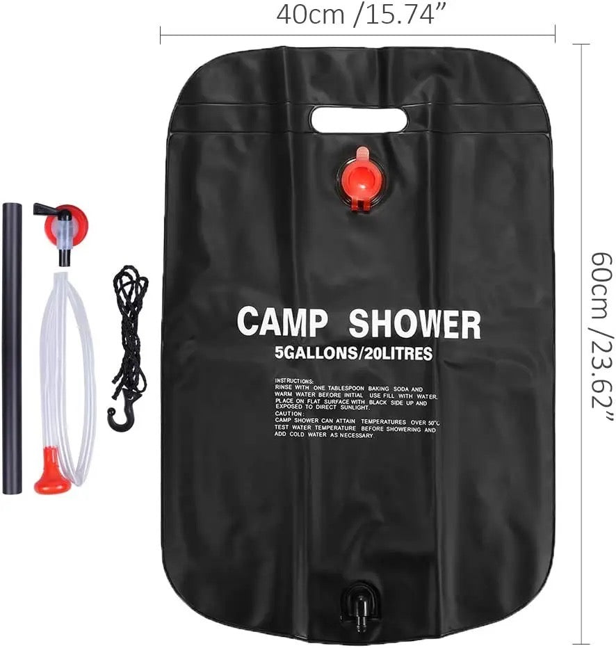 Portable Camp Shower, 5 Gallon/ 20 Liter Shower Solar Camping Bag for Summer Camping Outdoor Travel - Product Size