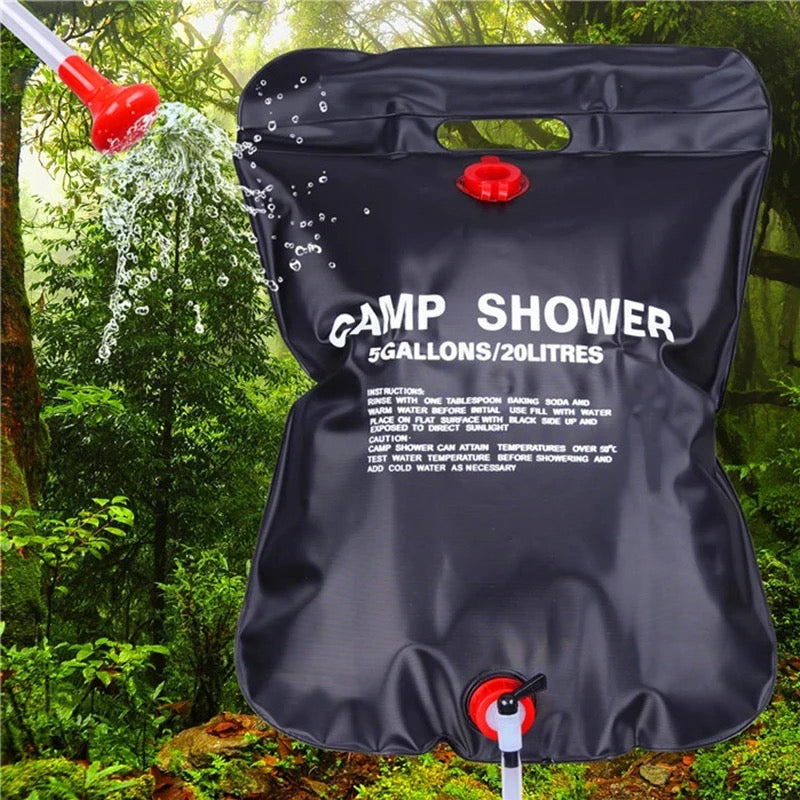 Portable Camp Shower, 5 Gallon/ 20 Liter Shower Solar Camping Bag for Summer Camping Outdoor Travel - Product Display 