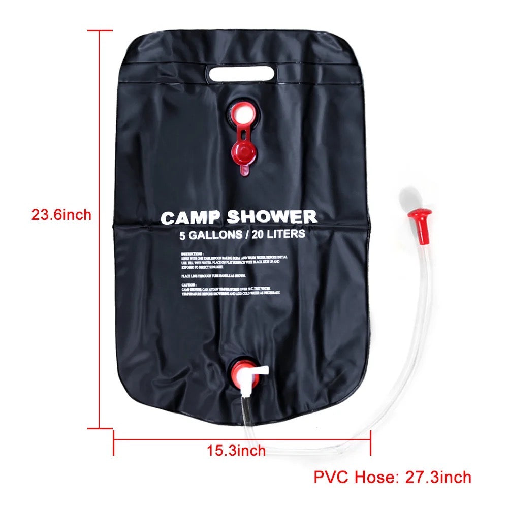Portable Camp Shower, 5 Gallon/ 20 Liter Shower Solar Camping Bag for Summer Camping Outdoor Travel - Length And Width