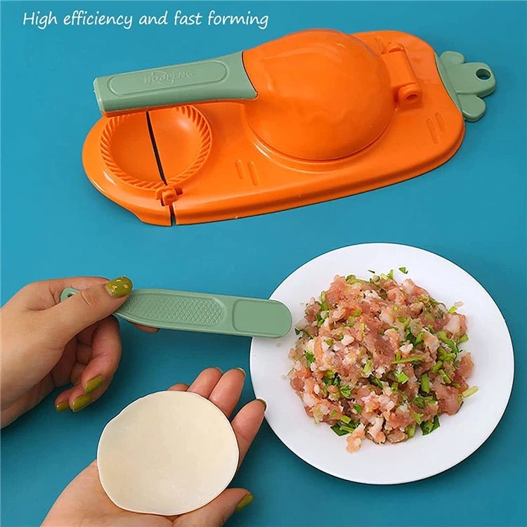 Someone holding items next to the 2-in-1 Dumpling Maker Mould Machine