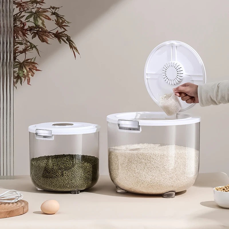 Transparent Rice Bucket Transparent Moisture-Proof Sealed Tank Storage Bucket for Rice, Grains
