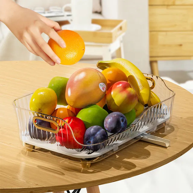 Someone arranging fruits into Kitchen Sink Dish Storage Drain Rack