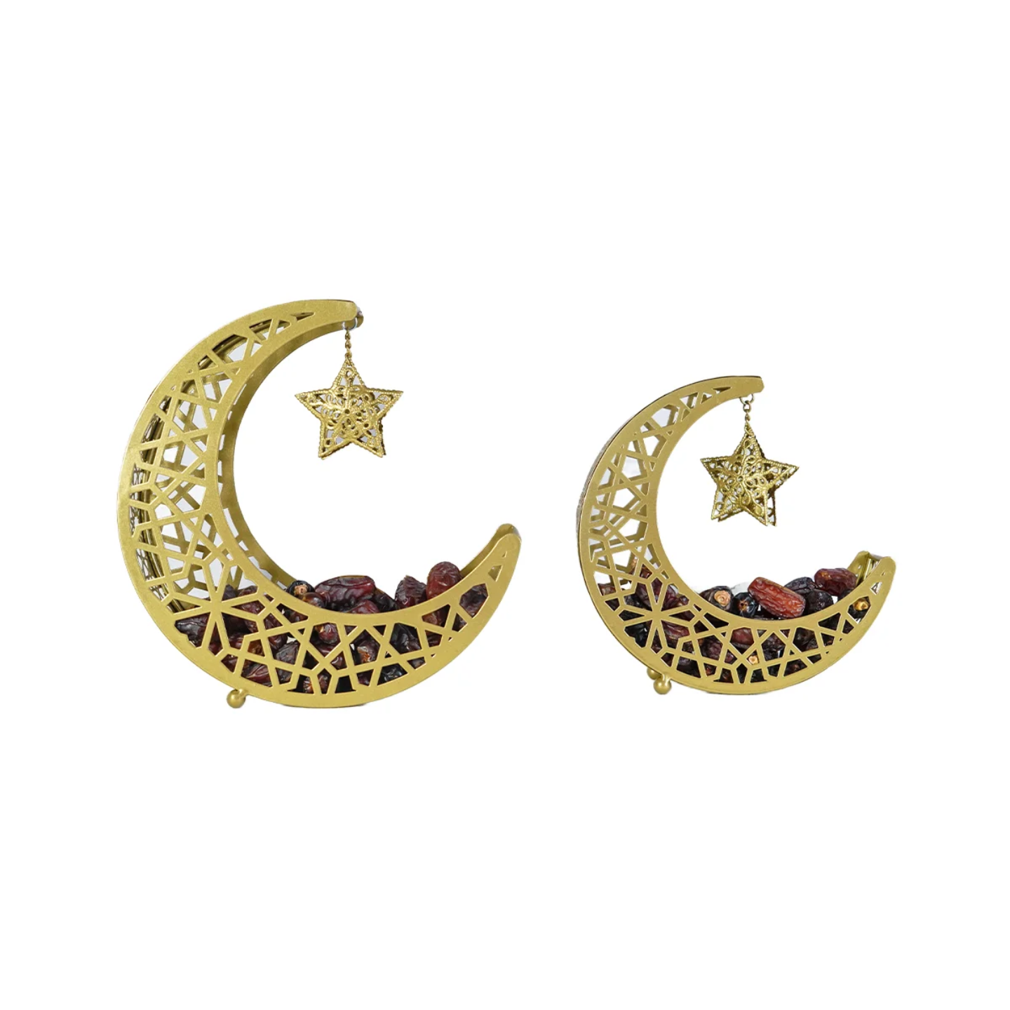 Ramadan Eid Crescent Dates Holder Snack Bowl, Festive Home Decor Tray Plate Table Ornament