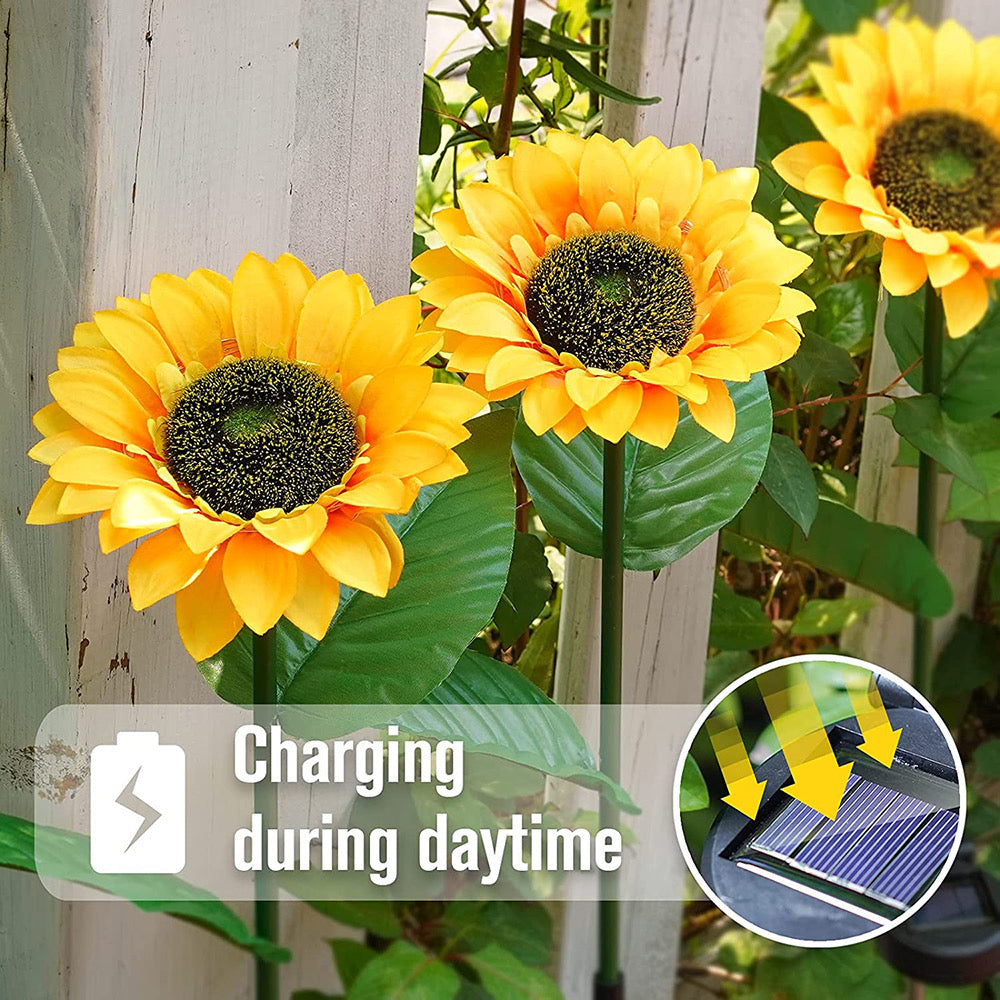 Solar Sunflowers Outside Garden Lawn Decor Light charging during the daytime