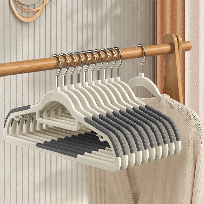 A clothing hangers displaying various garments