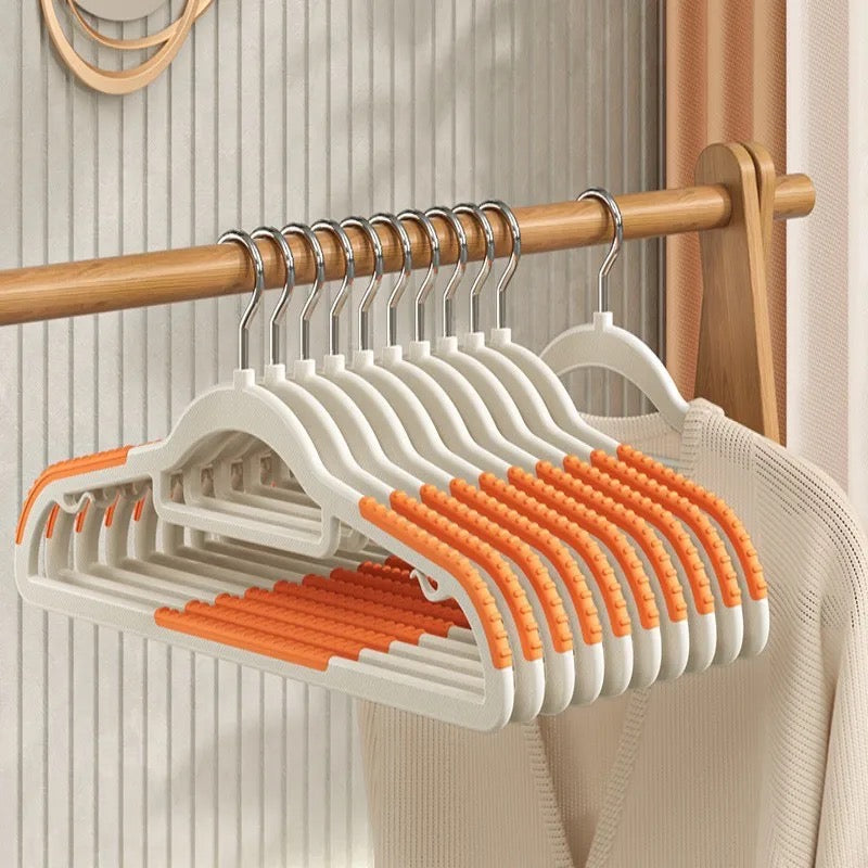 A clothing hangers displaying various garments