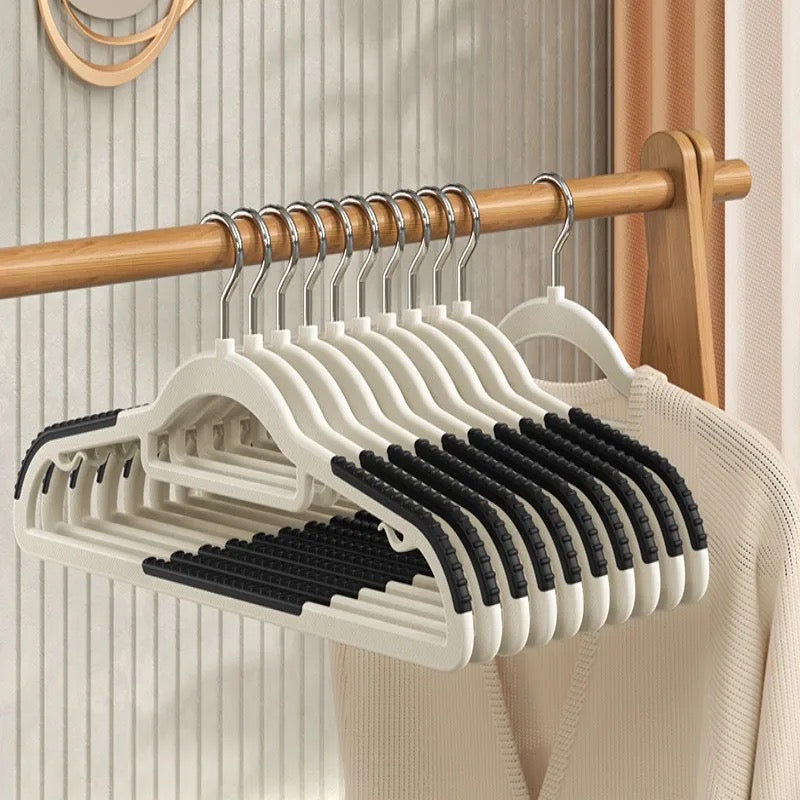 A clothing hangers displaying with various garments