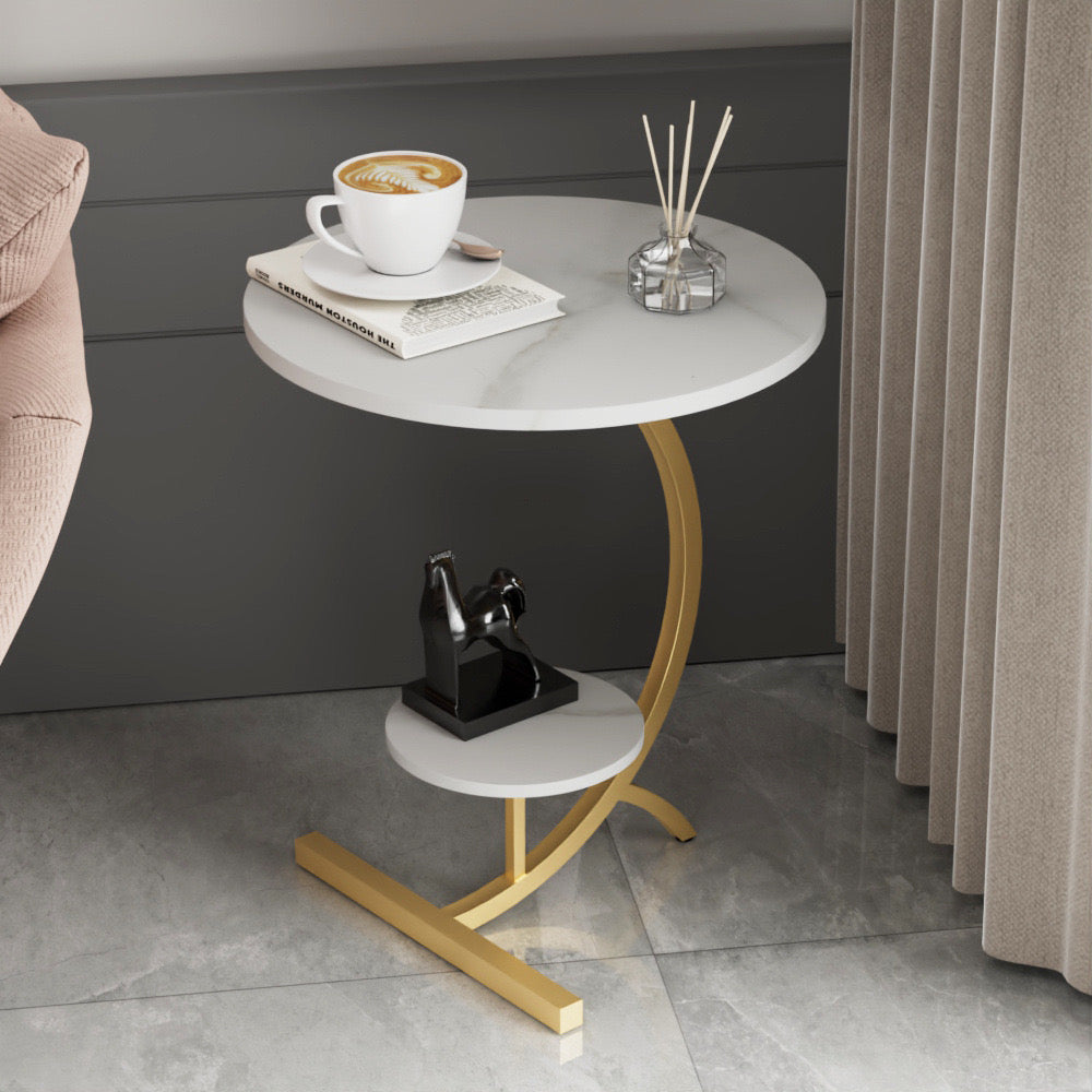 Double Layer Sofa Side Table - Small Round Coffee Table for Living Room and Bedroom Double Layer Sofa Side Table - Small Round Coffee Table for Living Room and Bedroom