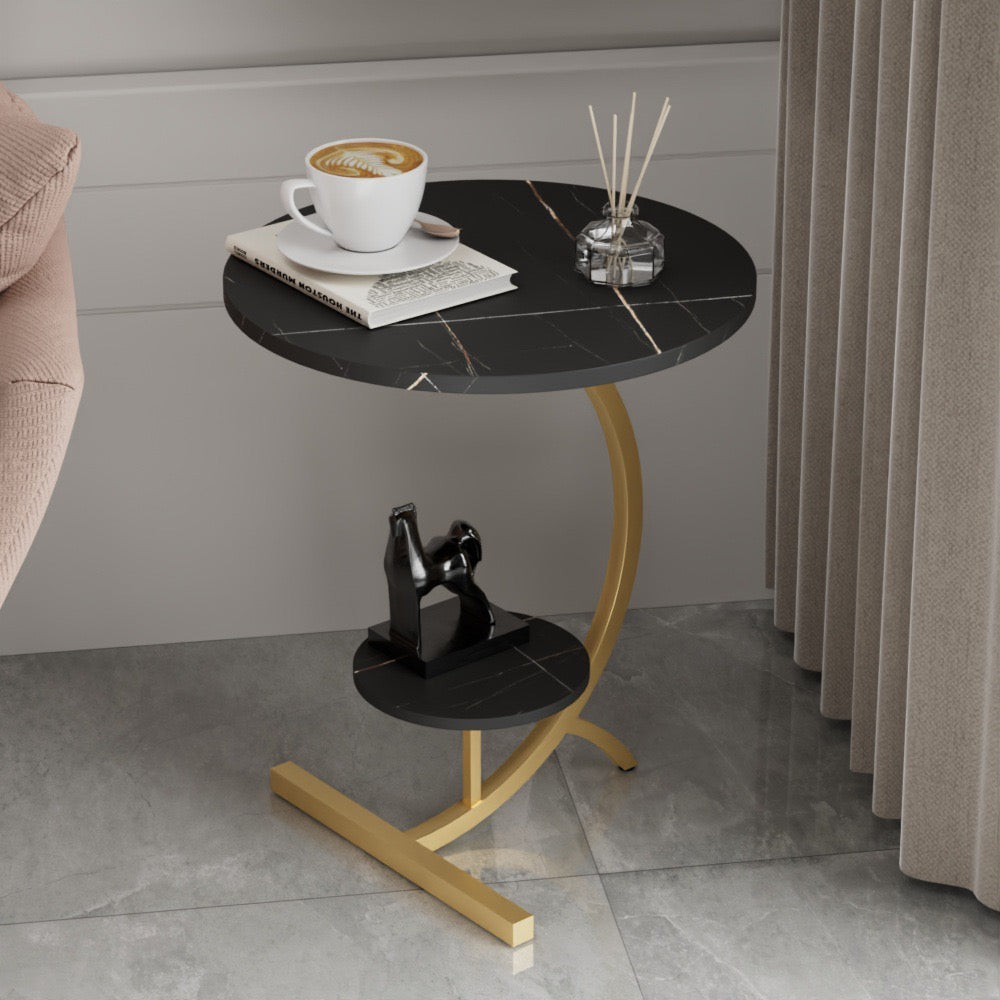 Double Layer Sofa Side Table - Small Round Coffee Table for Living Room and Bedroom Double Layer Sofa Side Table - Small Round Coffee Table for Living Room and Bedroom