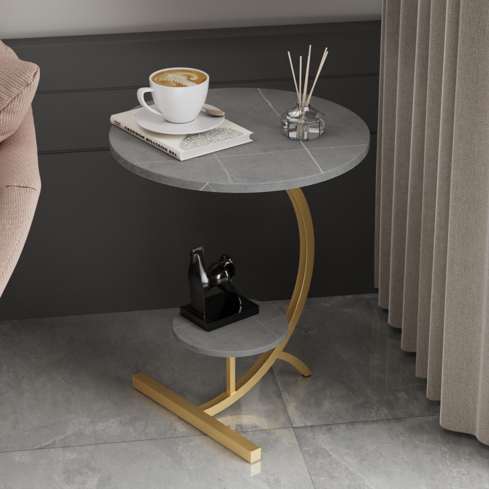 Double Layer Sofa Side Table - Small Round Coffee Table for Living Room and Bedroom Double Layer Sofa Side Table - Small Round Coffee Table for Living Room and Bedroom