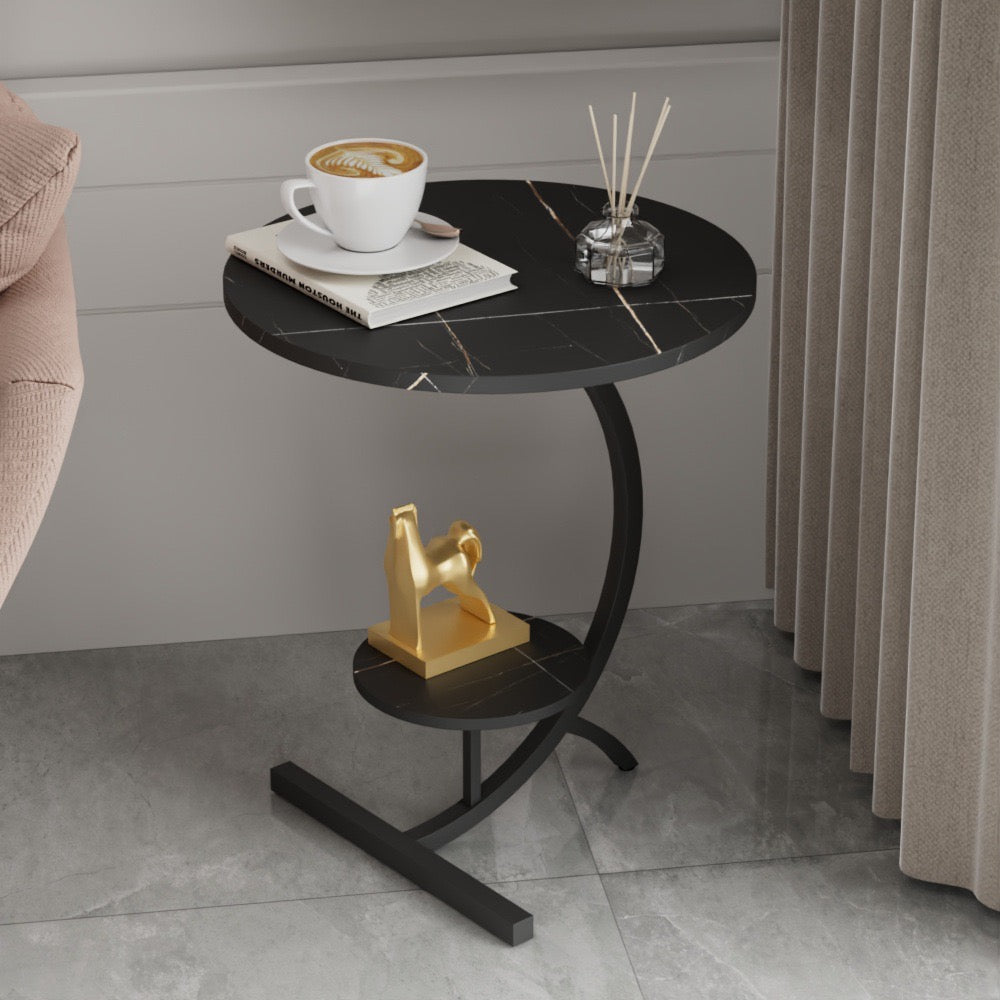 Double Layer Sofa Side Table - Small Round Coffee Table for Living Room and Bedroom Double Layer Sofa Side Table - Small Round Coffee Table for Living Room and Bedroom