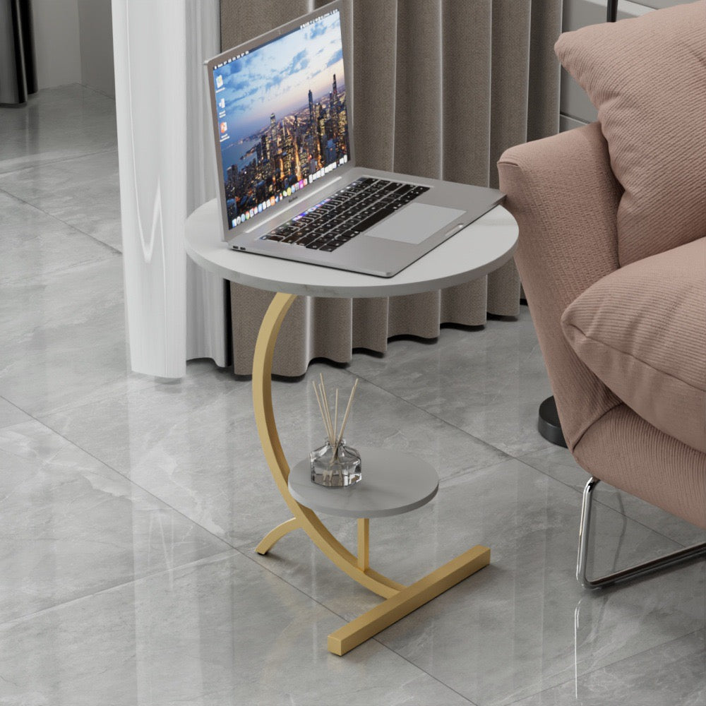 Featuring a formal Double Layer Sofa Side Table - Laptop on the table