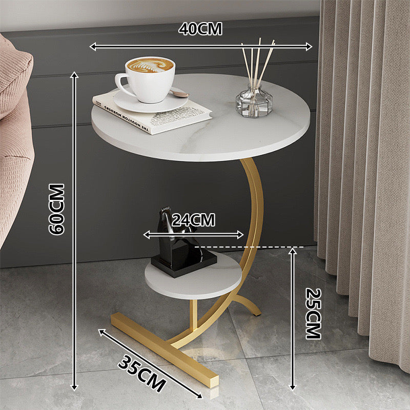 Double Layer Sofa Side Table - Small Round Coffee Table for Living Room and Bedroom Double Layer Sofa Side Table - Small Round Coffee Table for Living Room and Bedroom