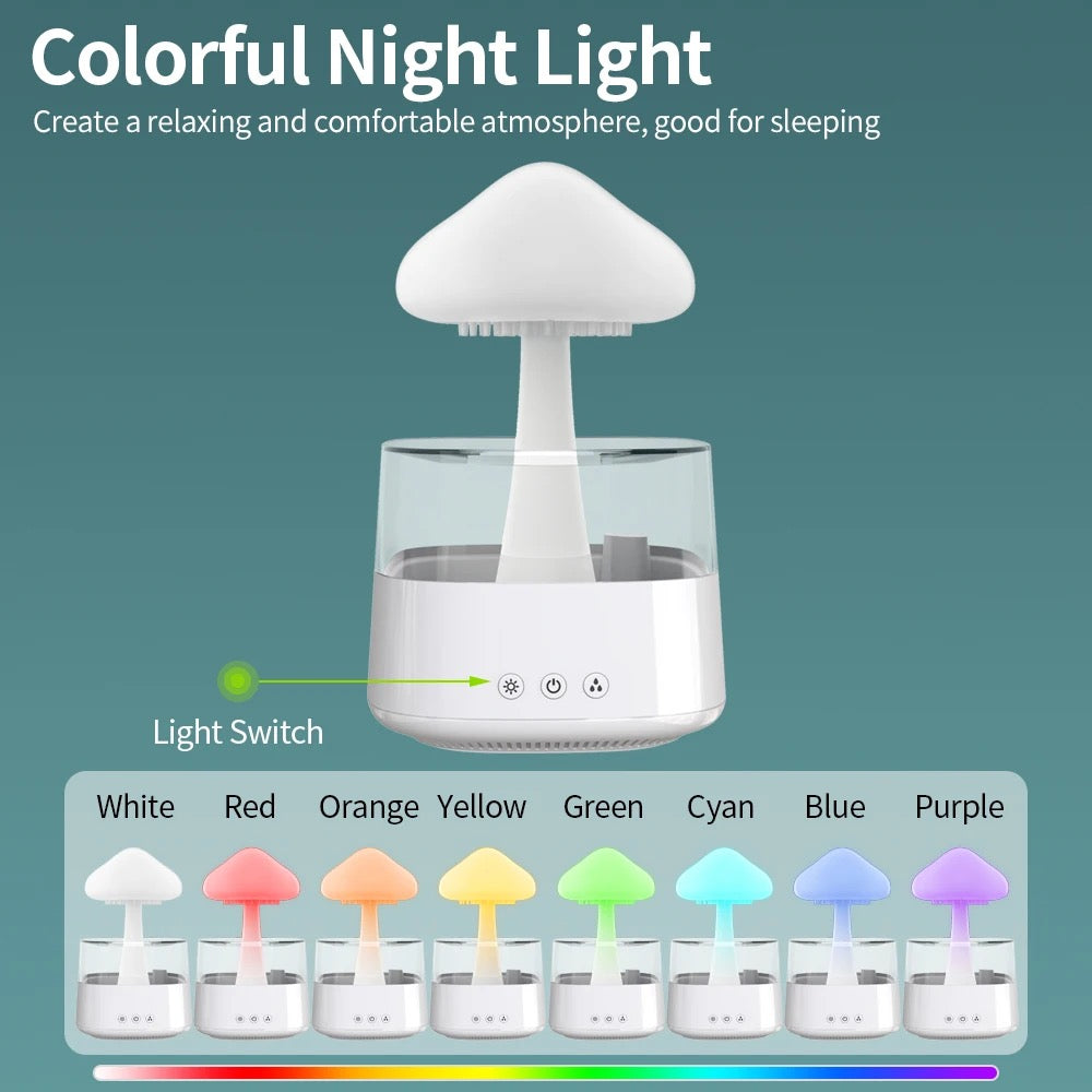 Rain Cloud Humidifier and Aromatherapy Diffuser with Desk Lamp 7 Changing Colors 