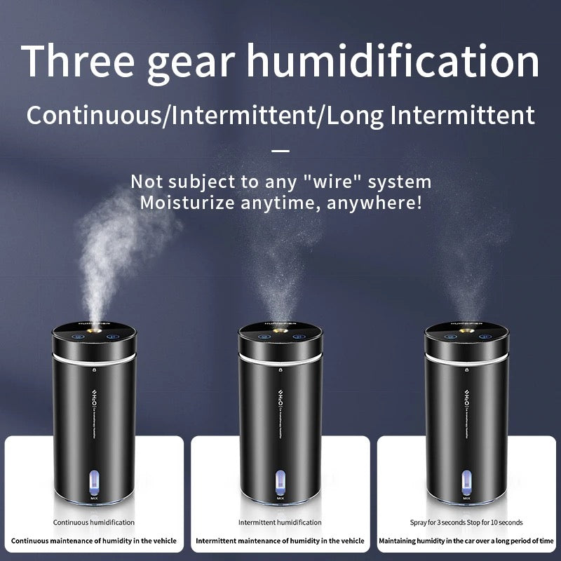 Three gear USB car air purifier with humidifier and aromatherapy diffuser for a fresh and healthy driving experience