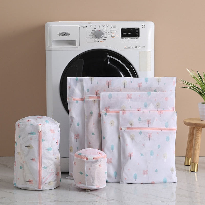 Mesh Laundry Bags Set - Pink Tree Design 