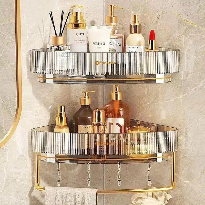 Wall-Mounted Bathroom Triangle Shelf - Free Punching Transparent Stora