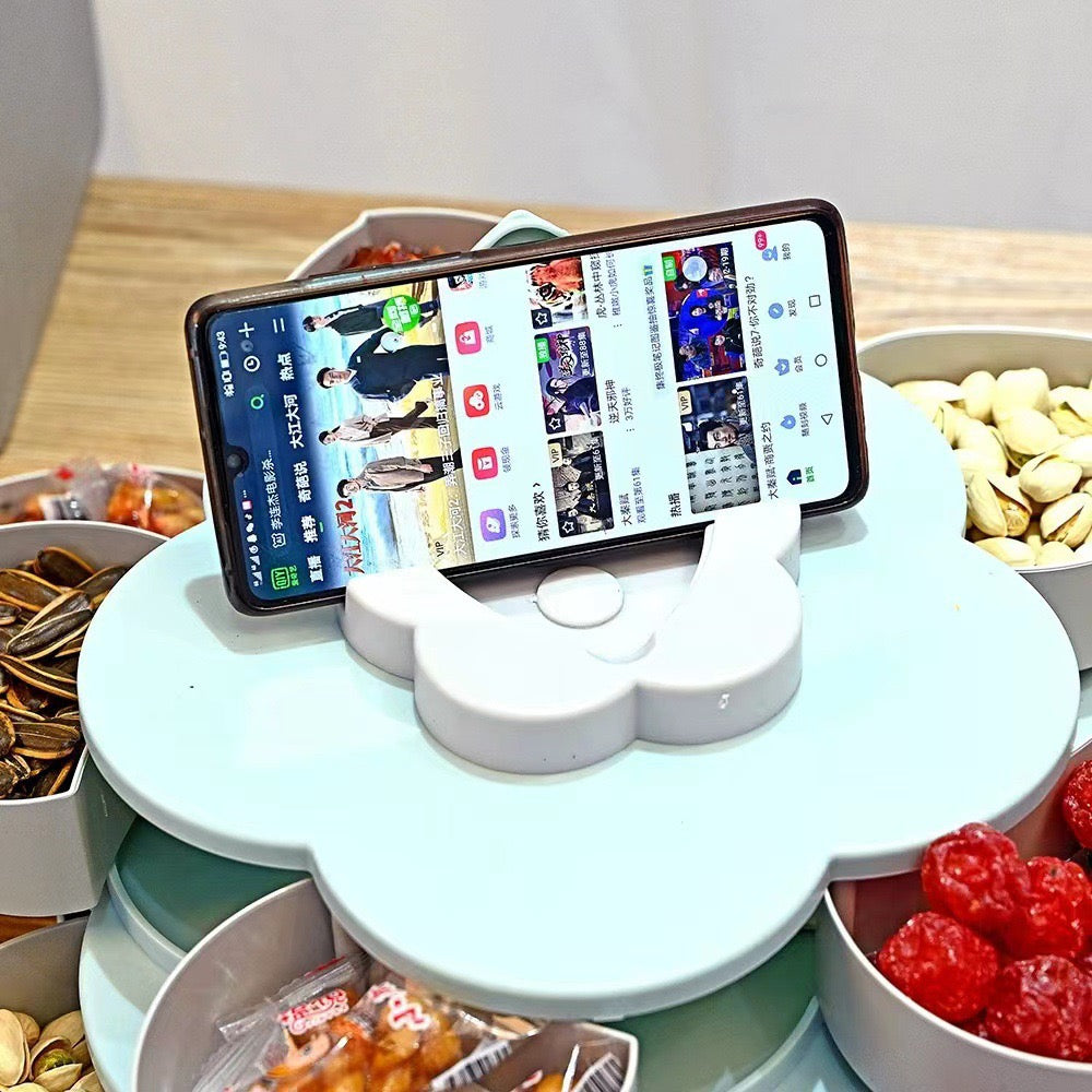 Flower Design Snack Box - Double-Layer Storage Plate for Dried Fruit, Snacks, Candy Flower Design Snack Box - Double-Layer Storage Plate for Dried Fruit, Snacks, Candy