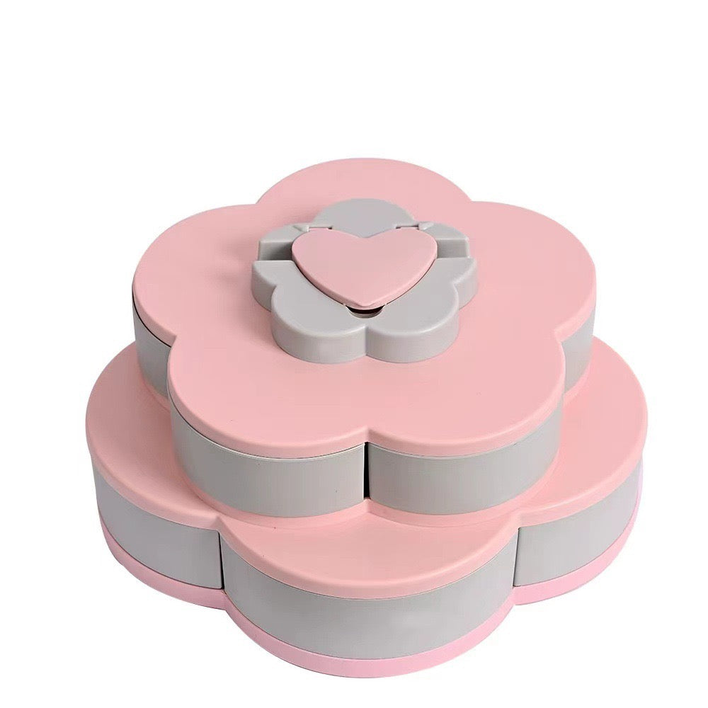 Flower Design Snack Box - Double-Layer Storage Plate for Dried Fruit, Snacks, Candy Flower Design Snack Box - Double-Layer Storage Plate for Dried Fruit, Snacks, Candy