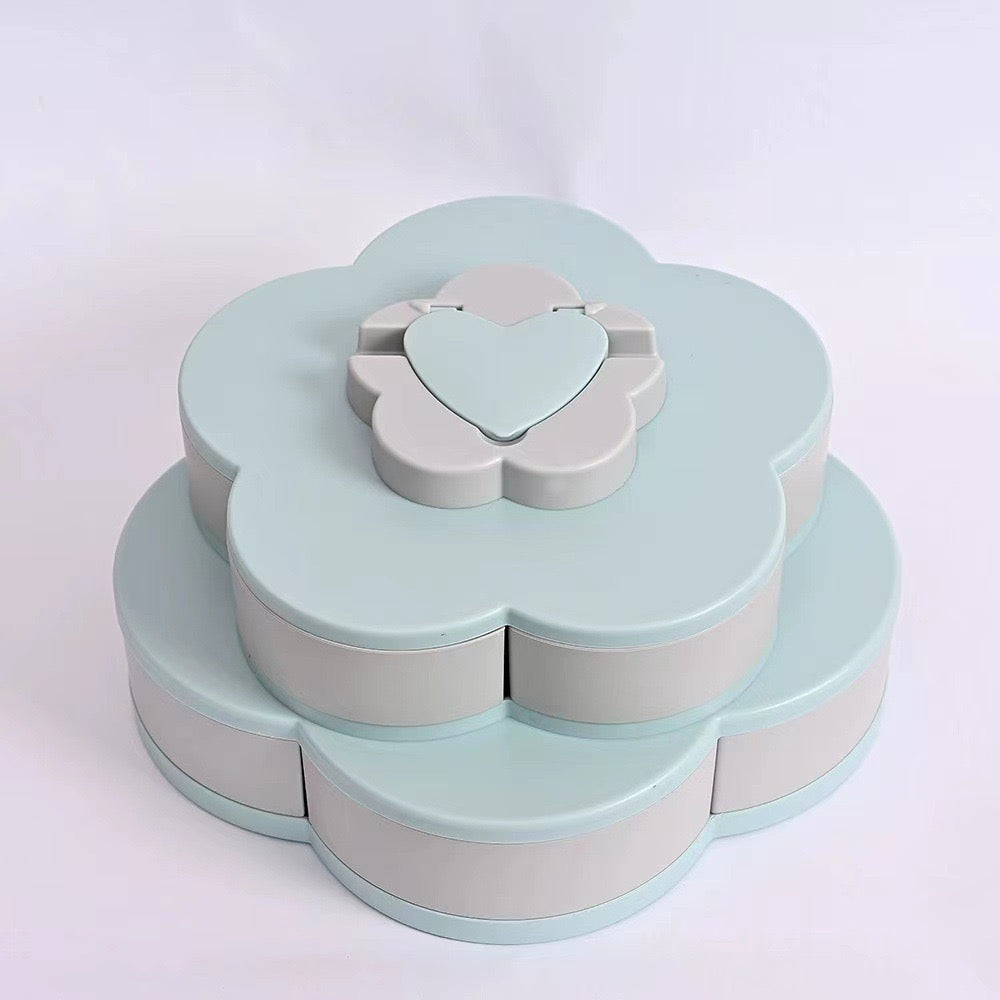 Flower Design Snack Box - Double-Layer Storage Plate for Dried Fruit, Snacks, Candy Flower Design Snack Box - Double-Layer Storage Plate for Dried Fruit, Snacks, Candy