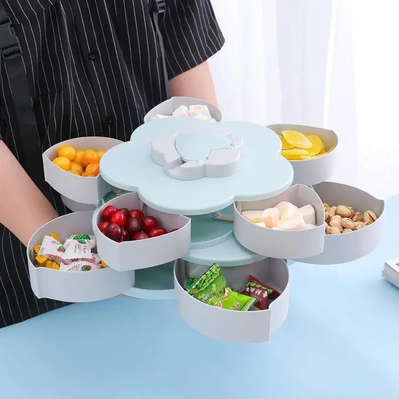 Flower Design Snack Box - Double-Layer Storage Plate for Dried Fruit, Snacks, Candy Flower Design Snack Box - Double-Layer Storage Plate for Dried Fruit, Snacks, Candy