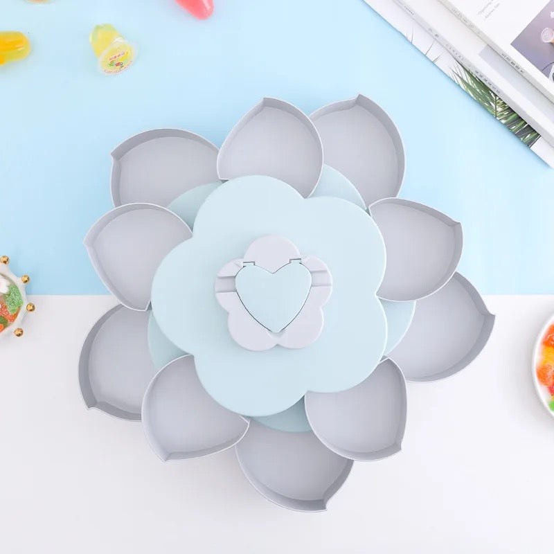 Flower Design Snack Box - Double-Layer Storage Plate for Dried Fruit, Snacks, Candy Flower Design Snack Box - Double-Layer Storage Plate for Dried Fruit, Snacks, Candy