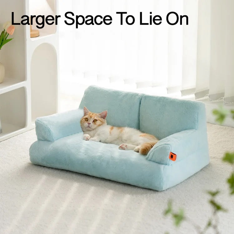 a cat lying on a blue color Cat Sofa Couch Cushion 