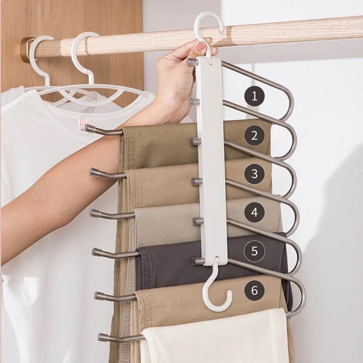  6 Bars Multi-functional Wardrobe Hanger