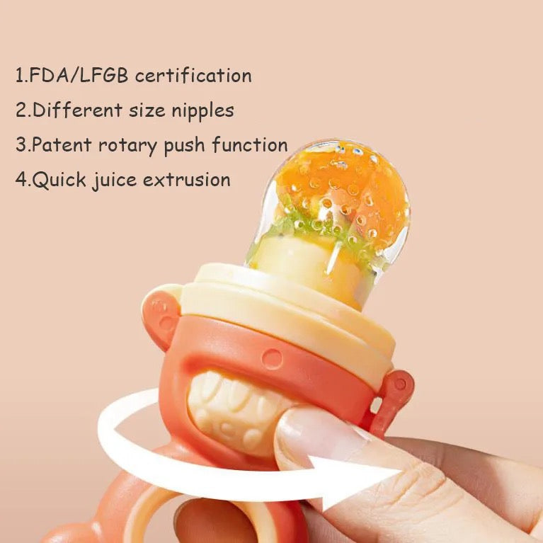 Displaying the feeding area of Baby Fruit Feeder with it's features 
