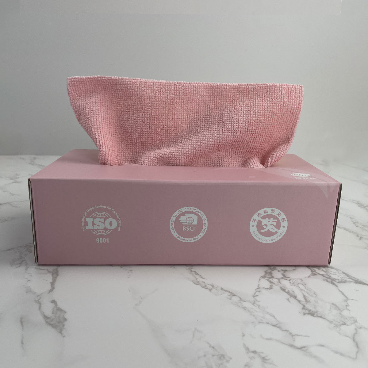 Reusable Microfiber Cloth Water Oil Absorbent Dish Cloth Towel with box in pink color