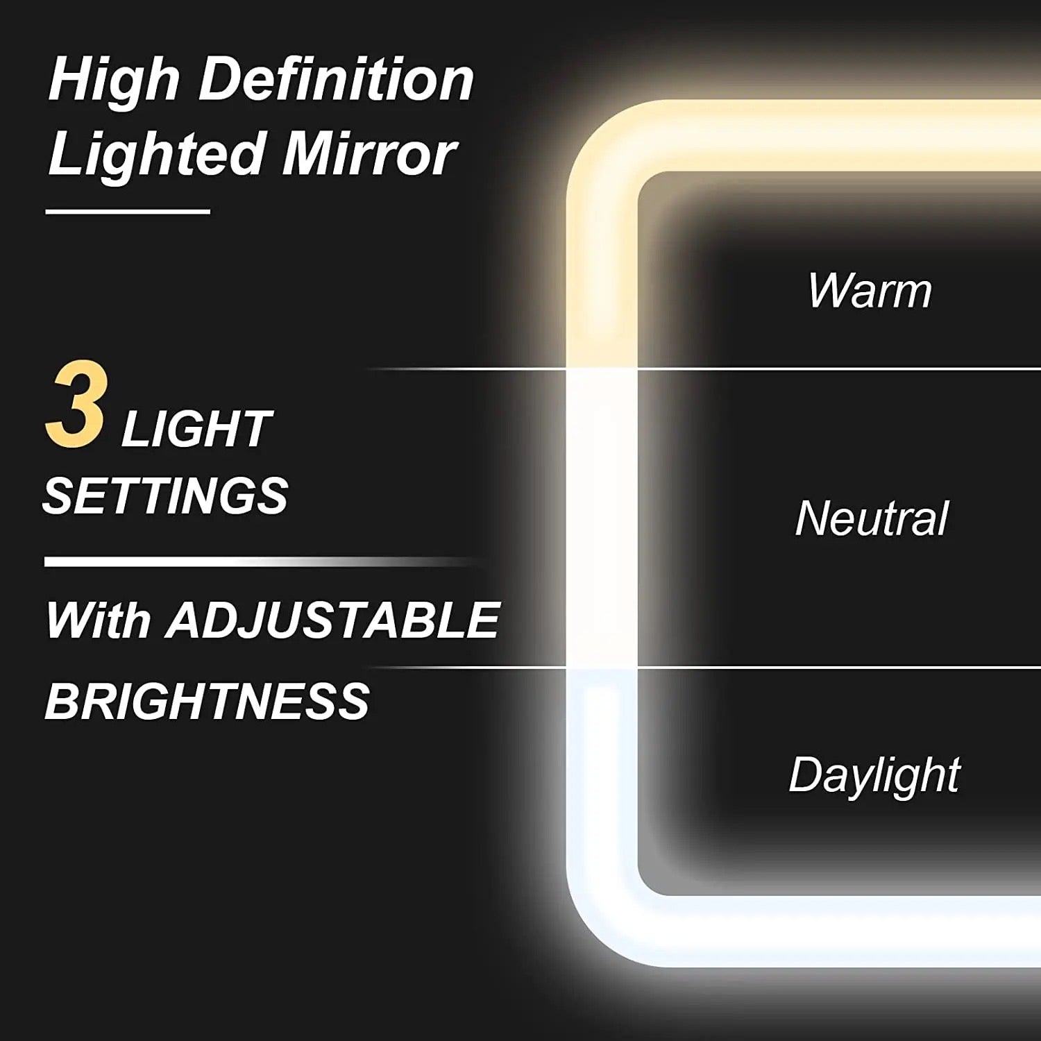 3 light settings of makeup cosmetic organizer bag