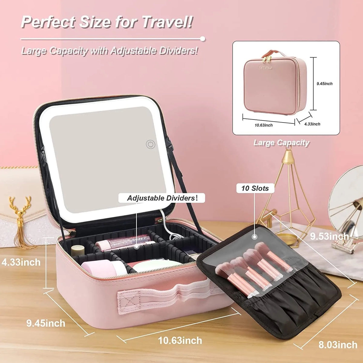 Portable Travel Makeup Cosmetic Organizer Bag - Details and size