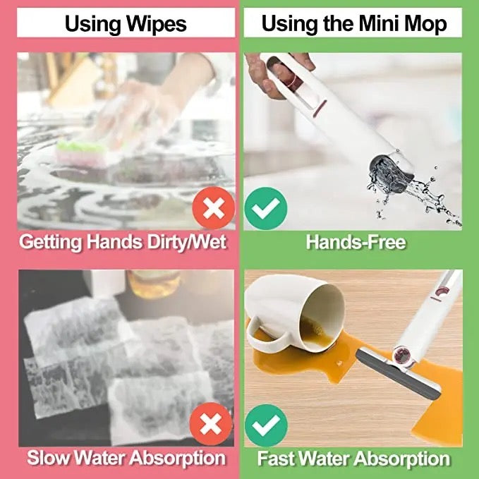 Comparing hand wipes and Multi-Purpose Self-Squeeze Mini Mop