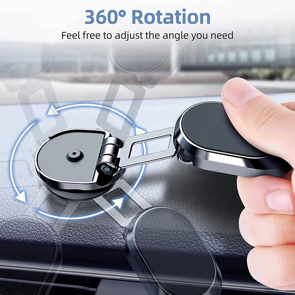 A person rotating Car Mobile Phone Holder in 360° mounted on a car's dashboard 