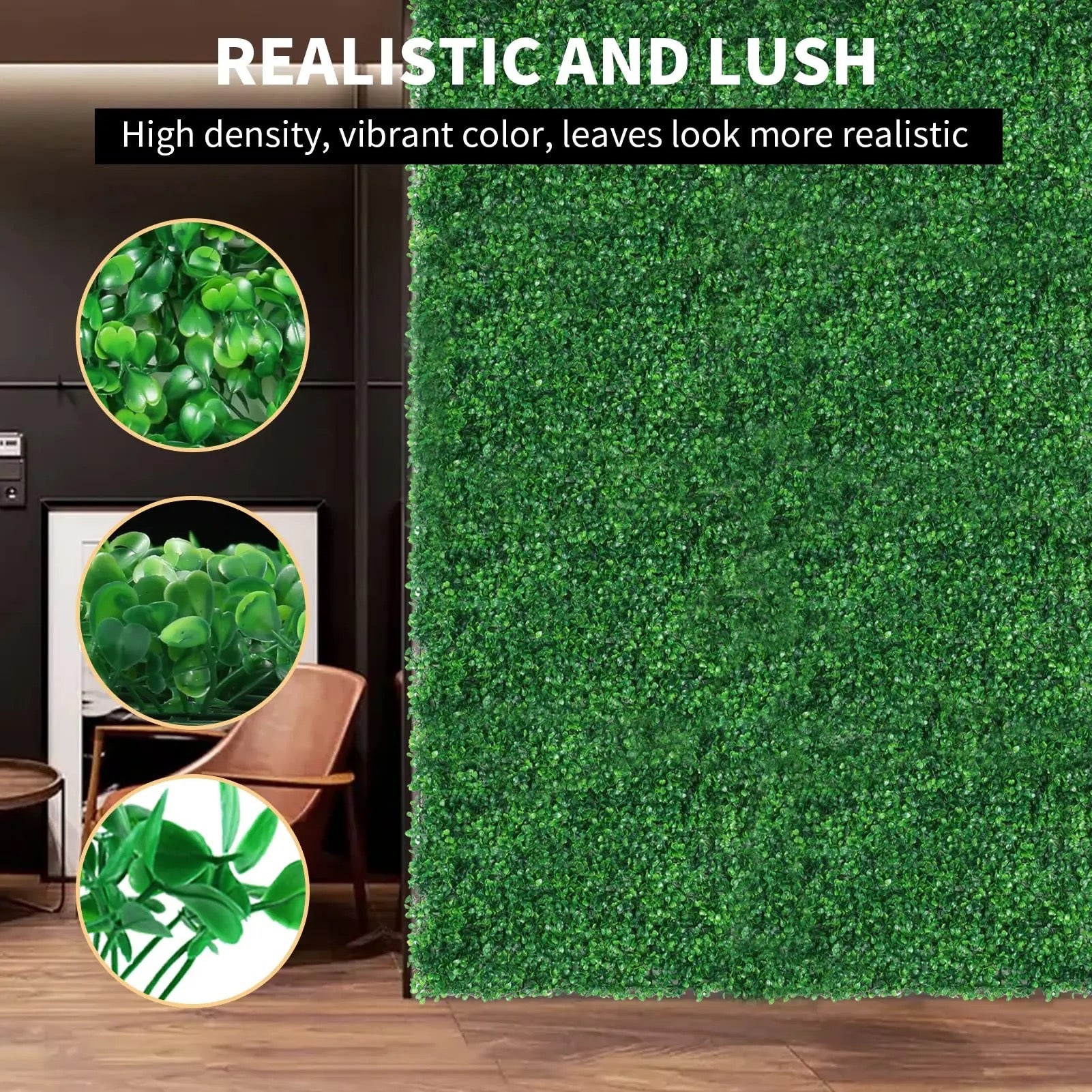 Artificial Grass Plant sticked on a wall of living room