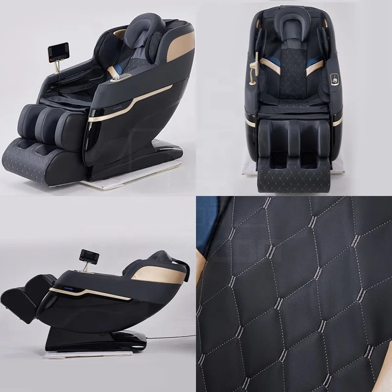 Collage image showcasing the material and 3 portions of Full Body Electric Massage Sofa