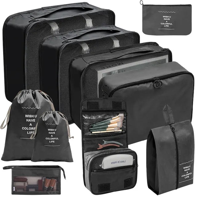 A group of 10 Pcs Travel Packing Organizer Bags