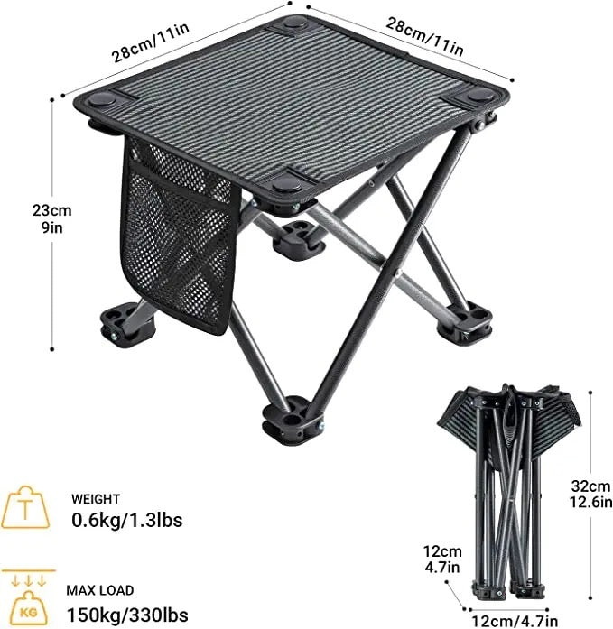 Portable Outdoor Camping Stool, Quick Deploy Seat Chair for Picnic/Camping/Fishing/BBQ