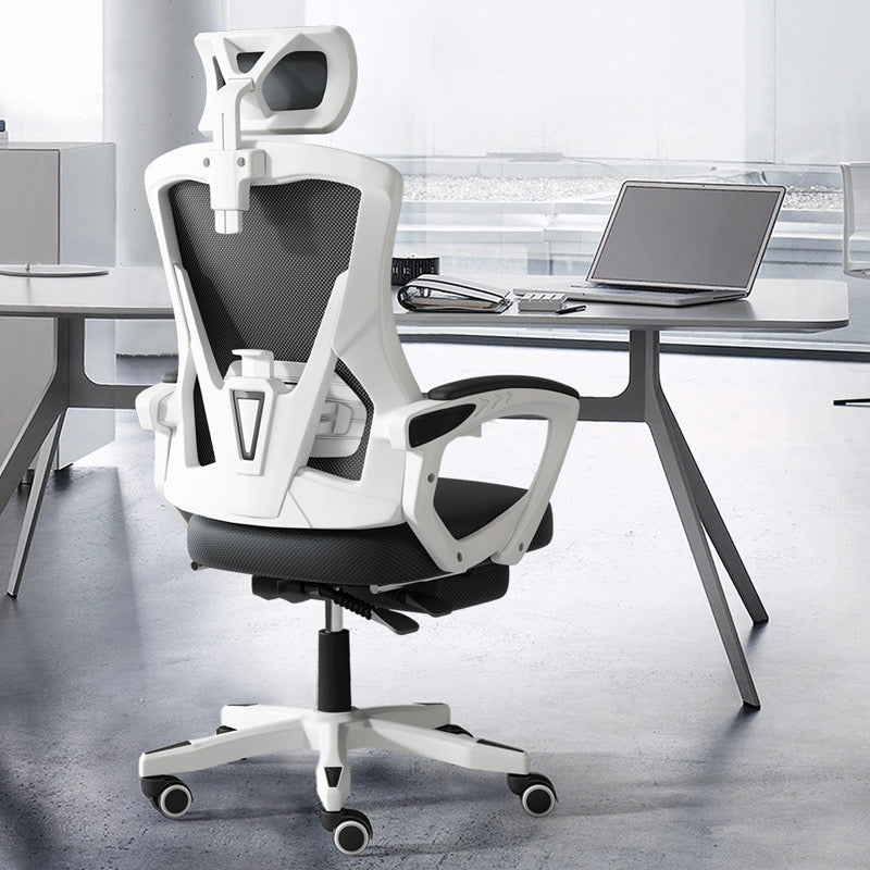 Showcasing the rear view of Adjustable Office Chair with Wheels placed in an office 