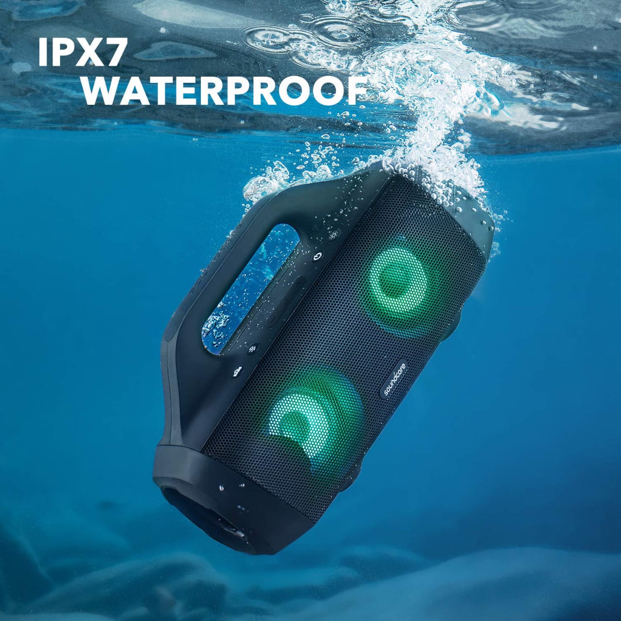 ANKER Soundcore SELECT PRO Portable Waterproof Speaker is Dipping in the Water.