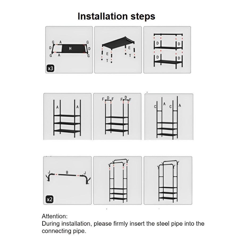 Installing Steps of  Multifunctional Cloth Rack with Shoe Stand.