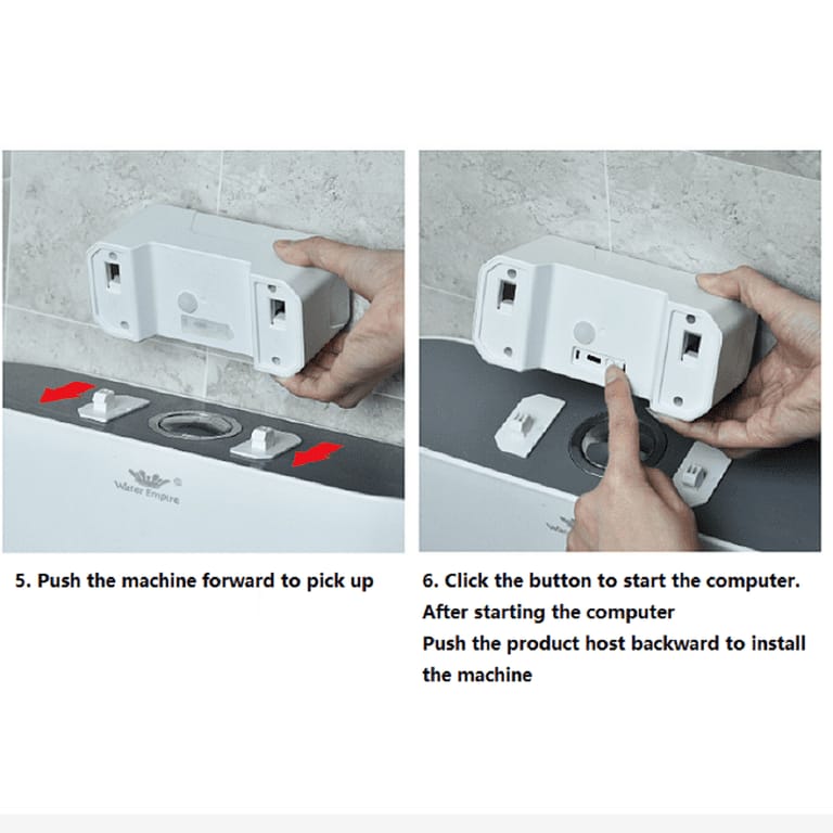 A Person is Installing Automatic Sensing Toilet Flush Button.