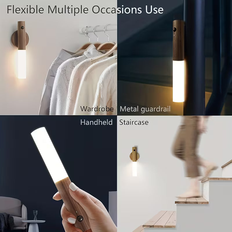 A Person is Holding Intelligent Motion Sensor LED Decor Light also Image Shows Multiple area where it can be fixed.