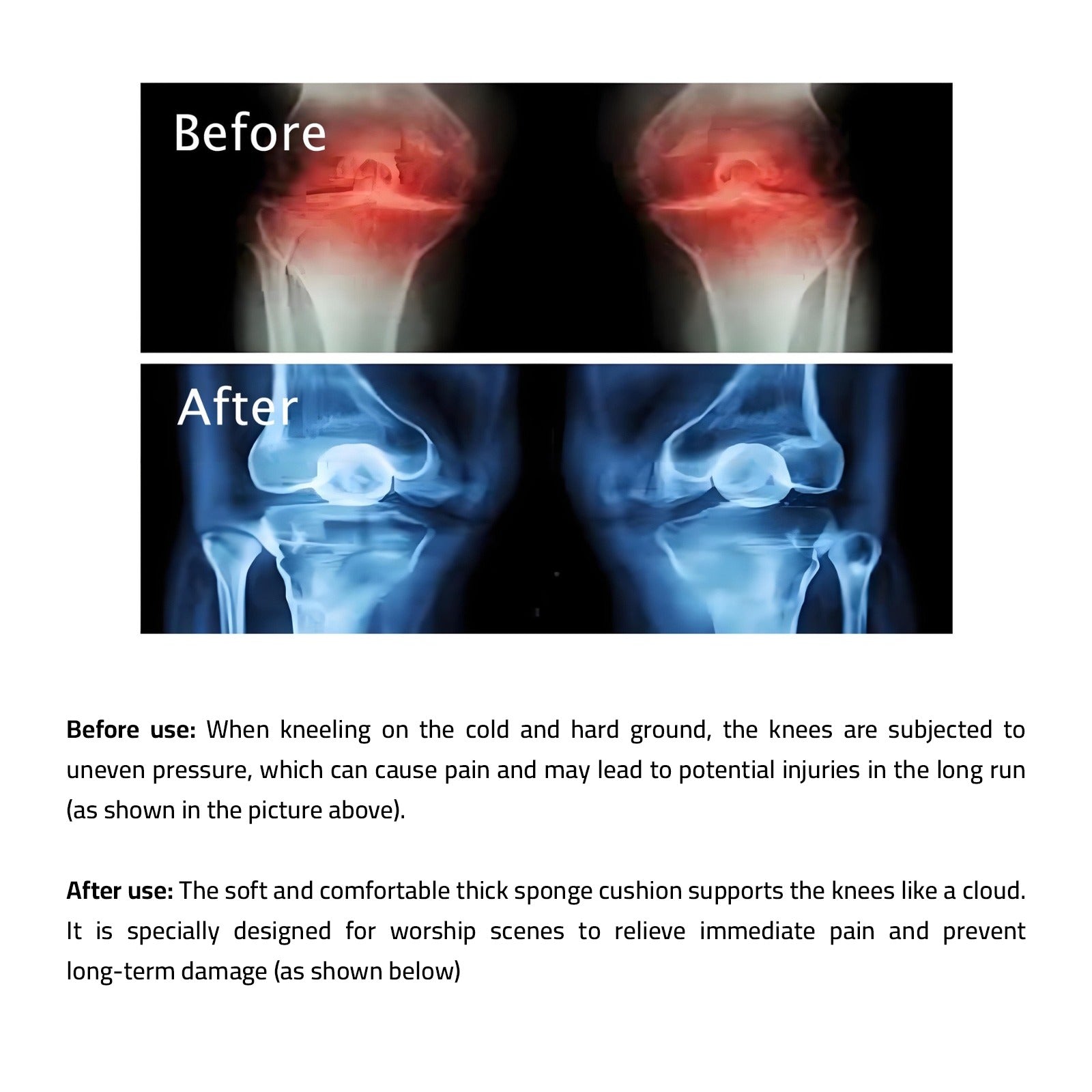 Before and After Condition Of Knees by Using Islamic Prayer Mat and Other Mats.