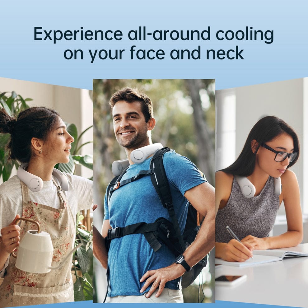 Different People are Wearing JisuLife Neck Fan Life4 at Different Scenarios.