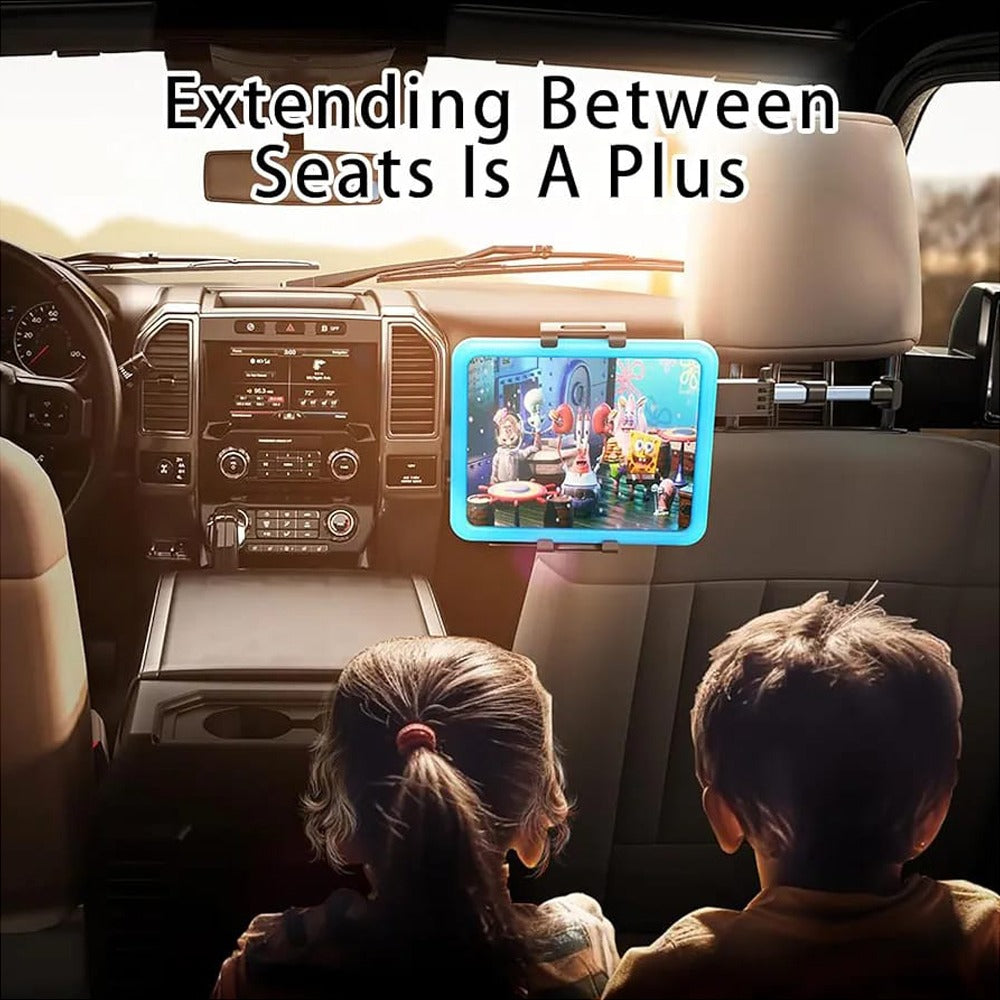 Kids Are Watching Tablet Installed in a Car Using a Car Mobile Phone Tablet Holder Stand.