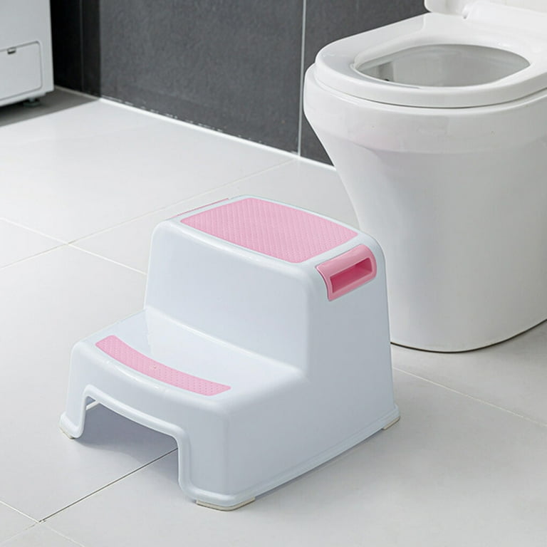 A Kids Step Stool is Placed at Toilet.