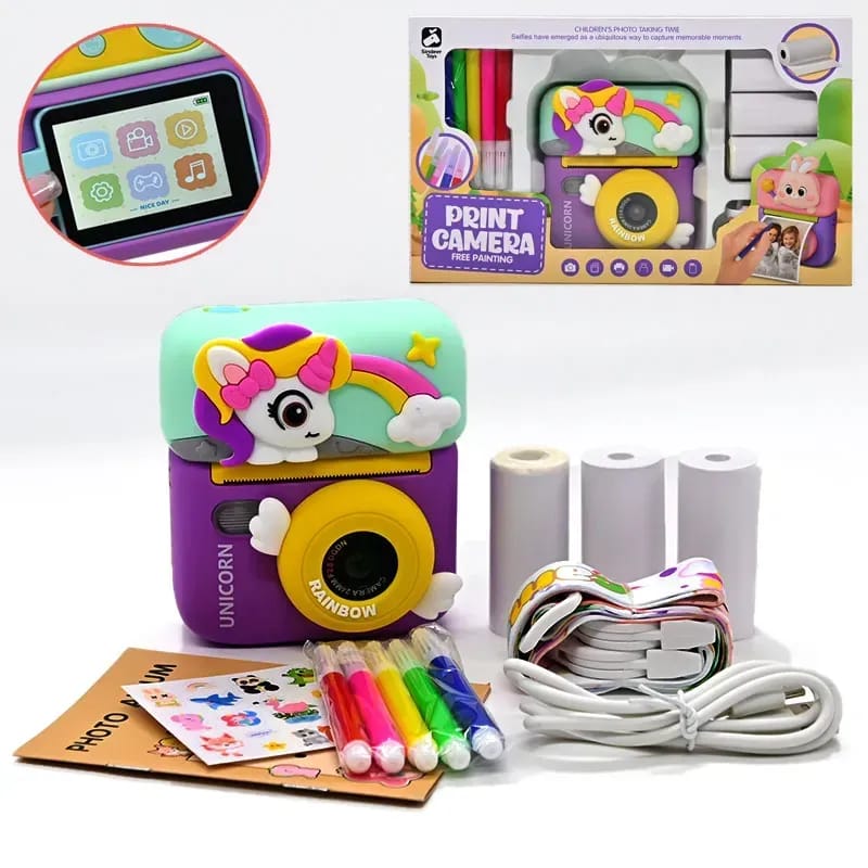 Full Package Of Kids Unicorn Digital Instant Camera.