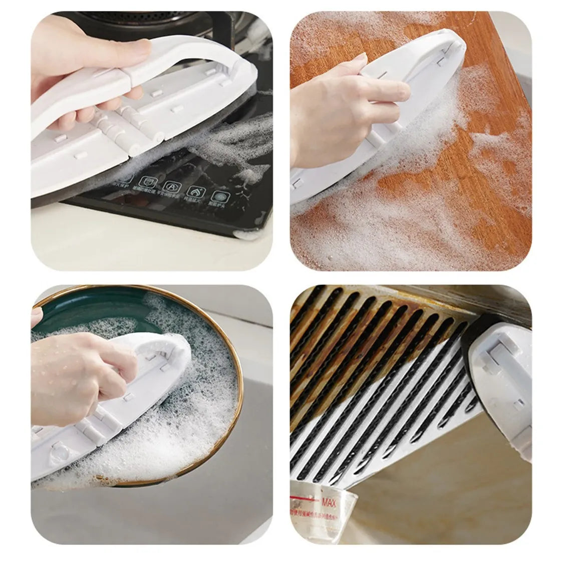 Different use cases of  Folding Sponge Cleaning Brush